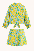 Ensemble femmes short d'été imprimé citron - Jorinde