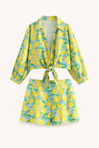 Ensemble femmes short d'été imprimé citron - Jorinde