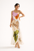 Robe longue une épaule imprimé floral asymétrique - Loise