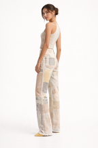 Pantalon large imprimé artistique graphique taille haute - Grace