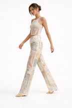 Pantalon large imprimé artistique graphique taille haute - Grace