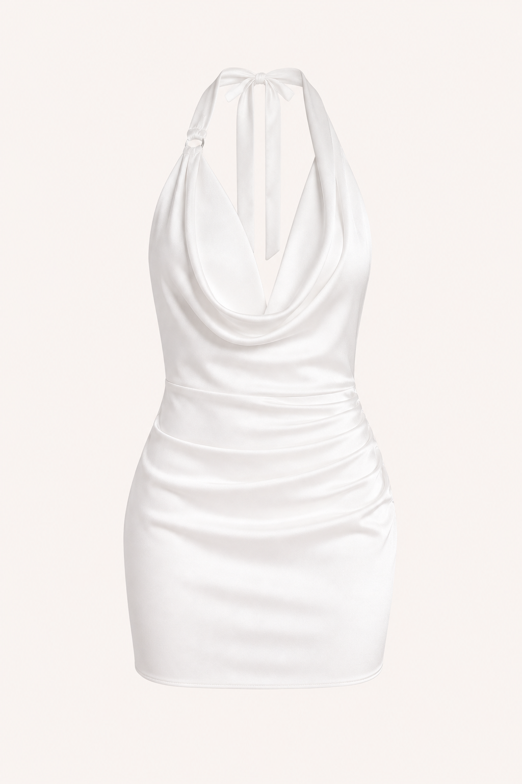 Robe courte soirée encolure drapée bretelles licou coupe ajustée taille - Kaela