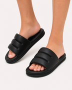 Sandales femme plates mule rembourrée bout ouvert semelle continue été - Ingrid