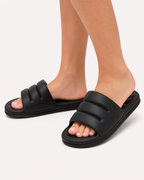 Sandales femme plates mule rembourrée bout ouvert semelle continue été - Ingrid