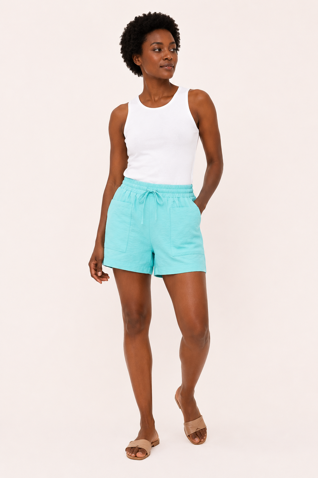 Short femme à taille élastiquée et poches avant - Lanni