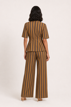 Ensemble élégant composé d'un chemisier à manches courtes et d'un pantalon - Caussie