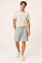 Bermuda homme en lin, taille élastiquée - Levin