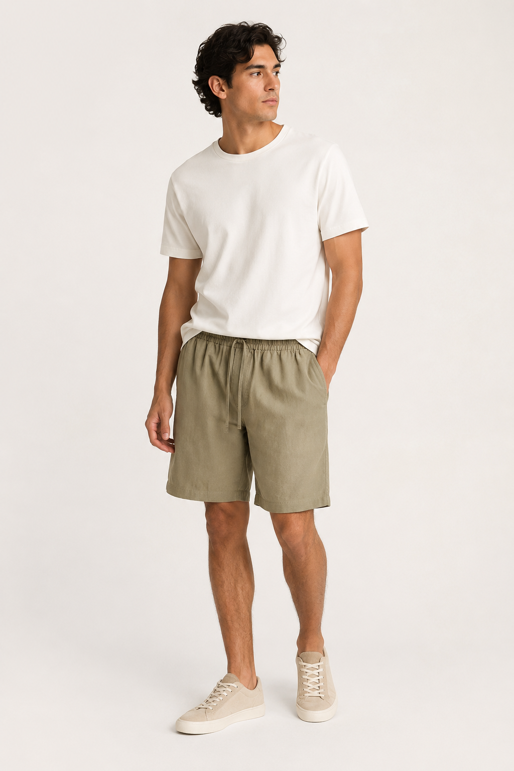 Bermuda homme en lin, taille élastiquée - Levin
