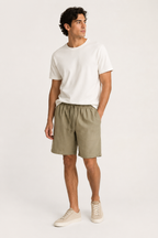 Bermuda homme en lin, taille élastiquée - Levin