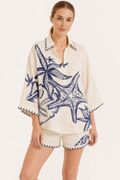 Ensemble chemise oversize d'été pour femmes, imprimé méditerranéen - Lidia