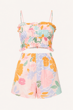 Ensemble top stretch et short fleuri pour femme - Maja