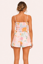 Ensemble top stretch et short fleuri pour femme - Maja