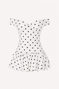 Robe courte imprimé pois épaules dénudées coupe ajustée ourlet volants - Mila