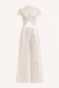 Ensemble dentelle deux pièces femme haut manches courtes pantalon palazzo fête - Mirel