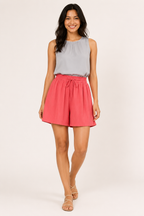 Short femme lin coton taille élastique cordon confortable - Anja