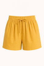 Short femme lin coton taille élastique cordon confortable - Anja