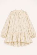 Robe courte fleurie col haut manches ballon ourlet volants légère été - Amelie