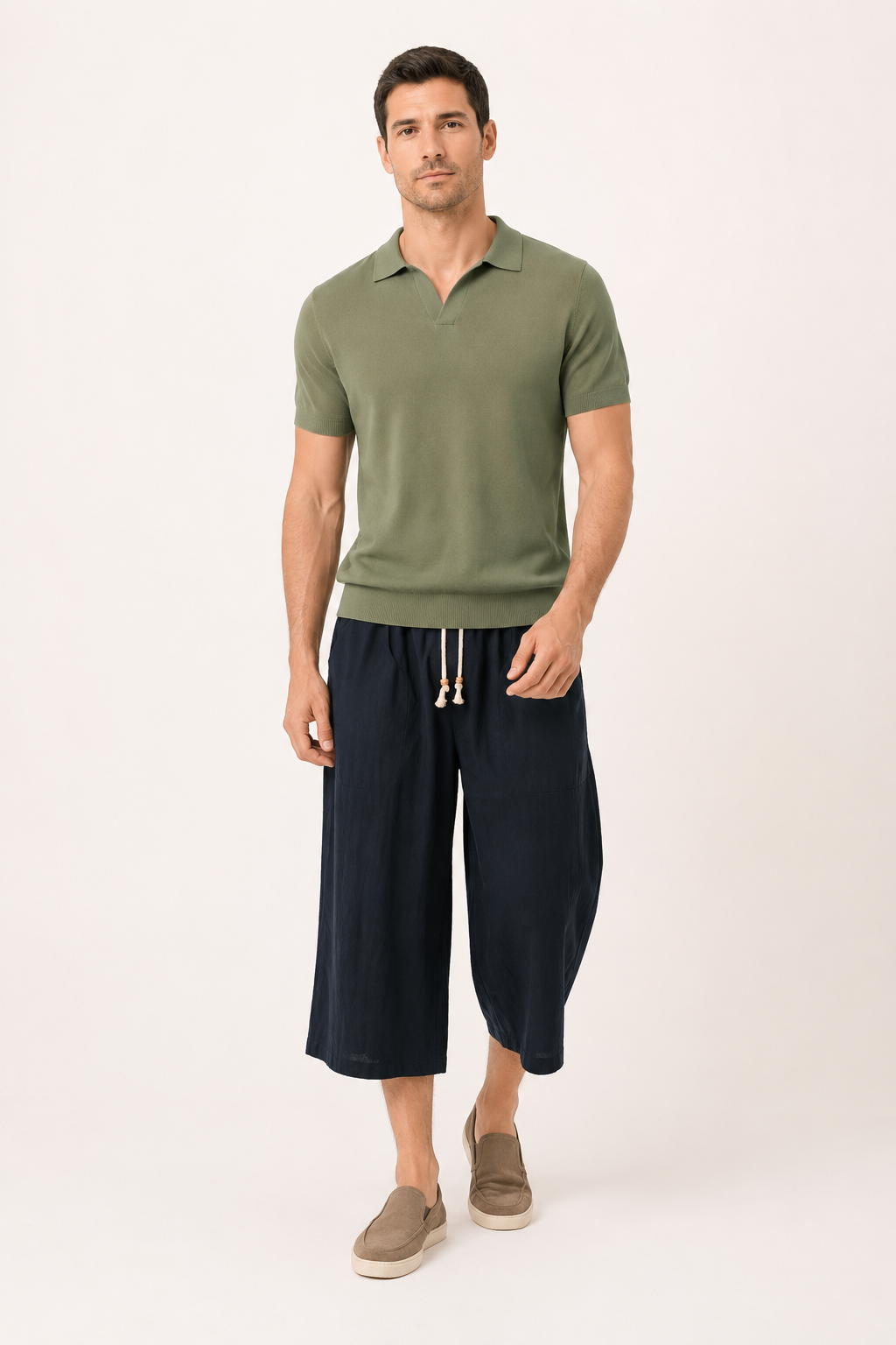 Pantalon court homme taille élastique cordon décontracté confortable - Alfie
