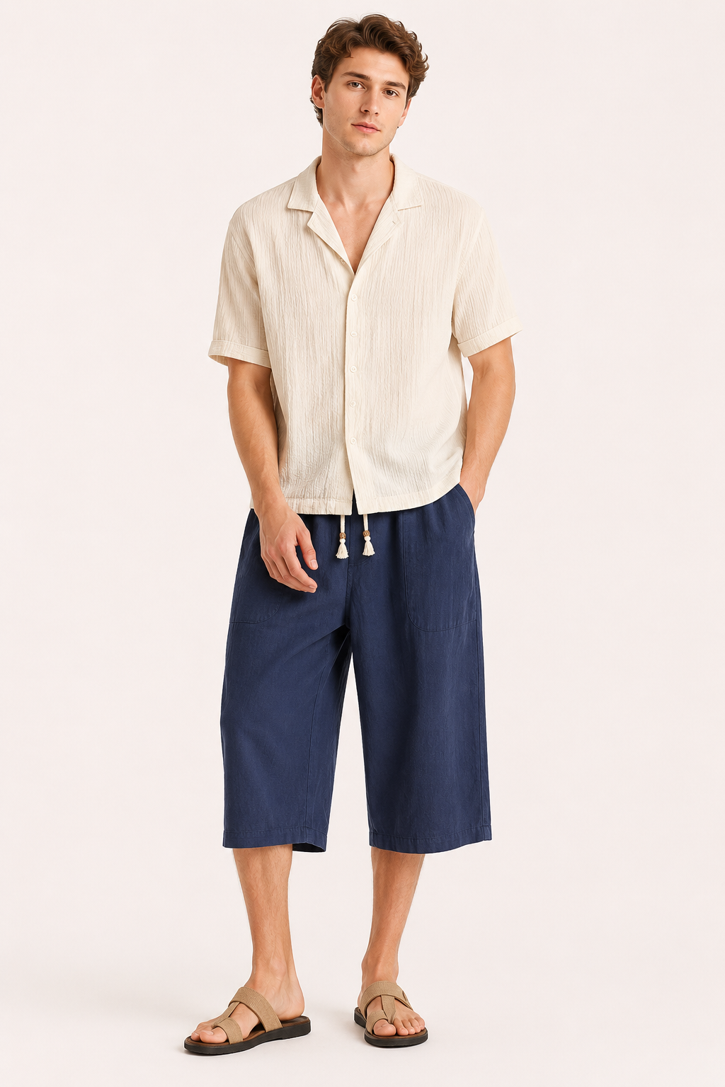 Pantalon court homme taille élastique cordon décontracté confortable - Alfie