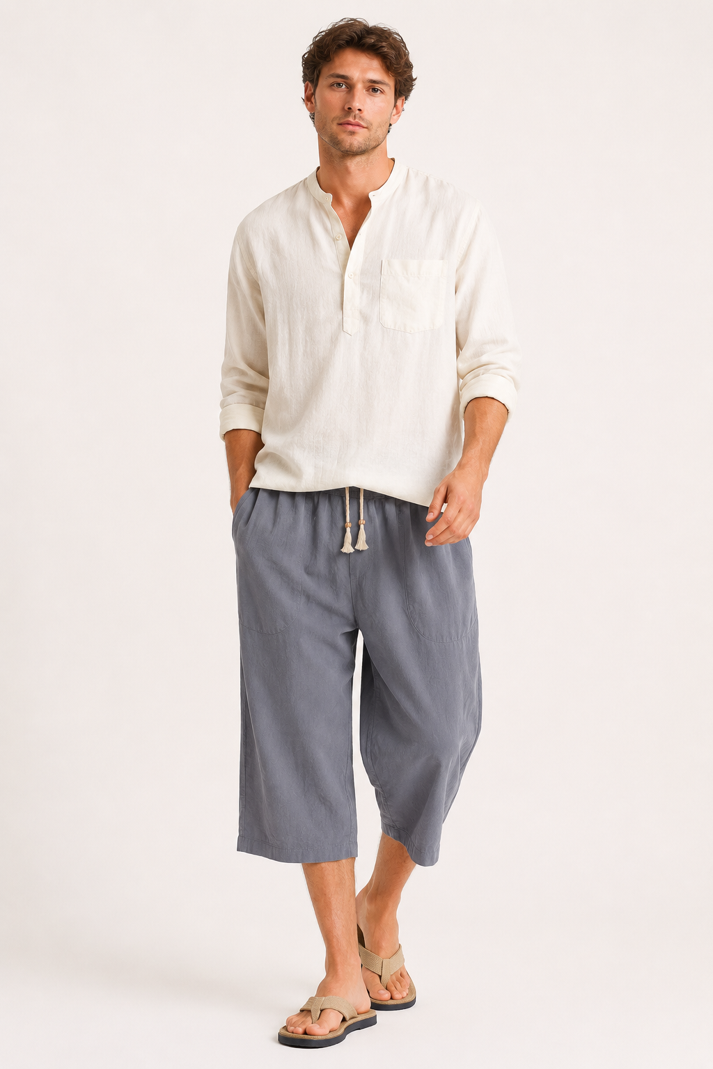 Pantalon court homme taille élastique cordon décontracté confortable - Alfie