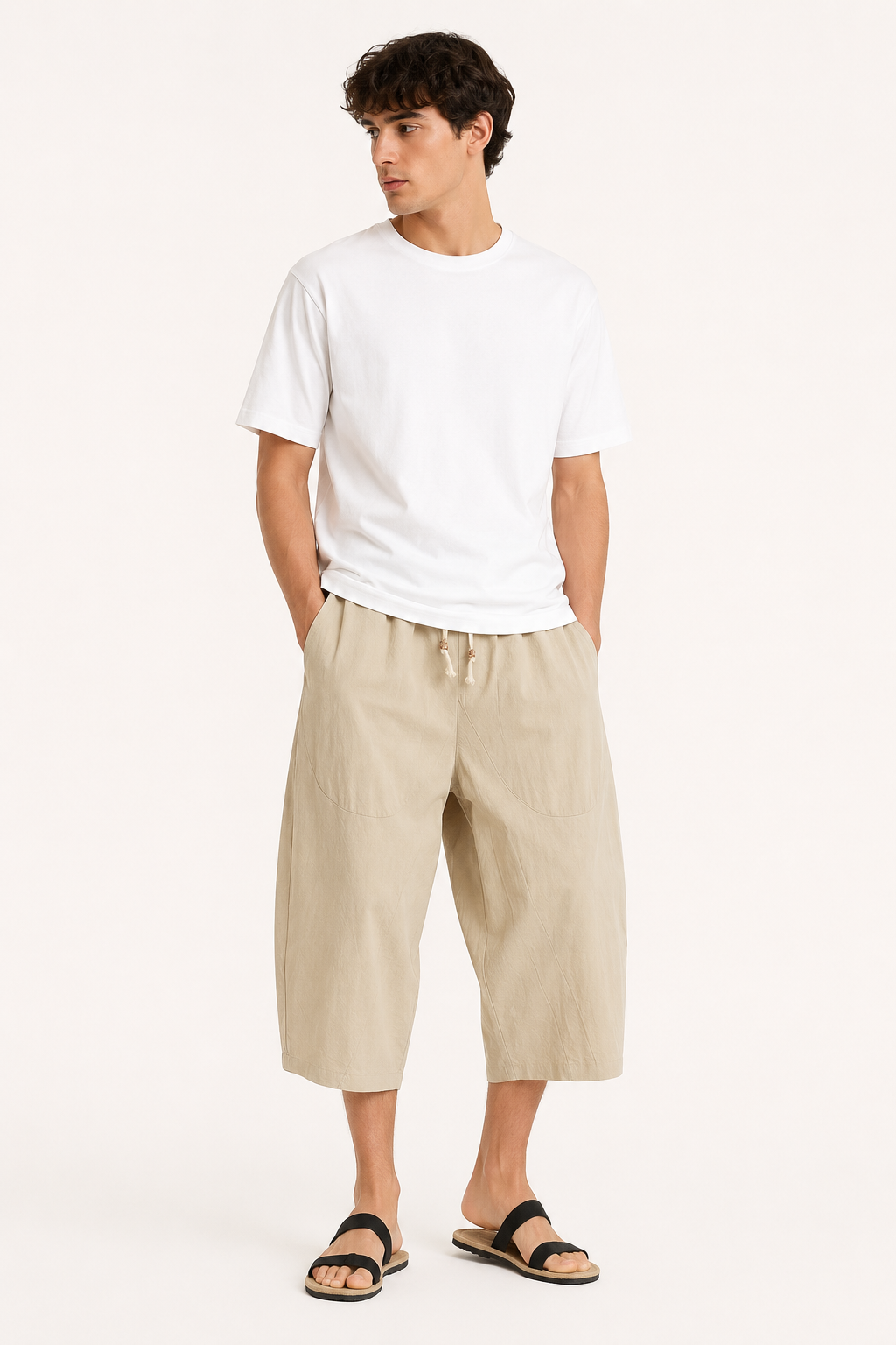 Pantalon court homme taille élastique cordon décontracté confortable - Alfie