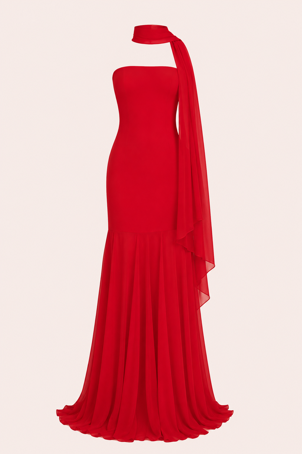 Robe longue sirène bustier encolure mouchoir jupe évasée bal et gala - Marlene