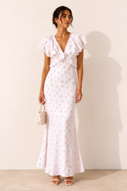 Robe midi fleurie volants épaulettes décontractée estivale - Hedda
