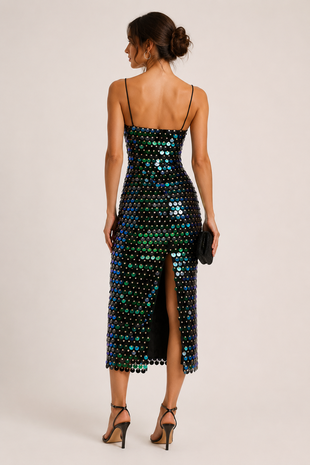 Robe cocktail midi paillettes scintillante soirée - Senta