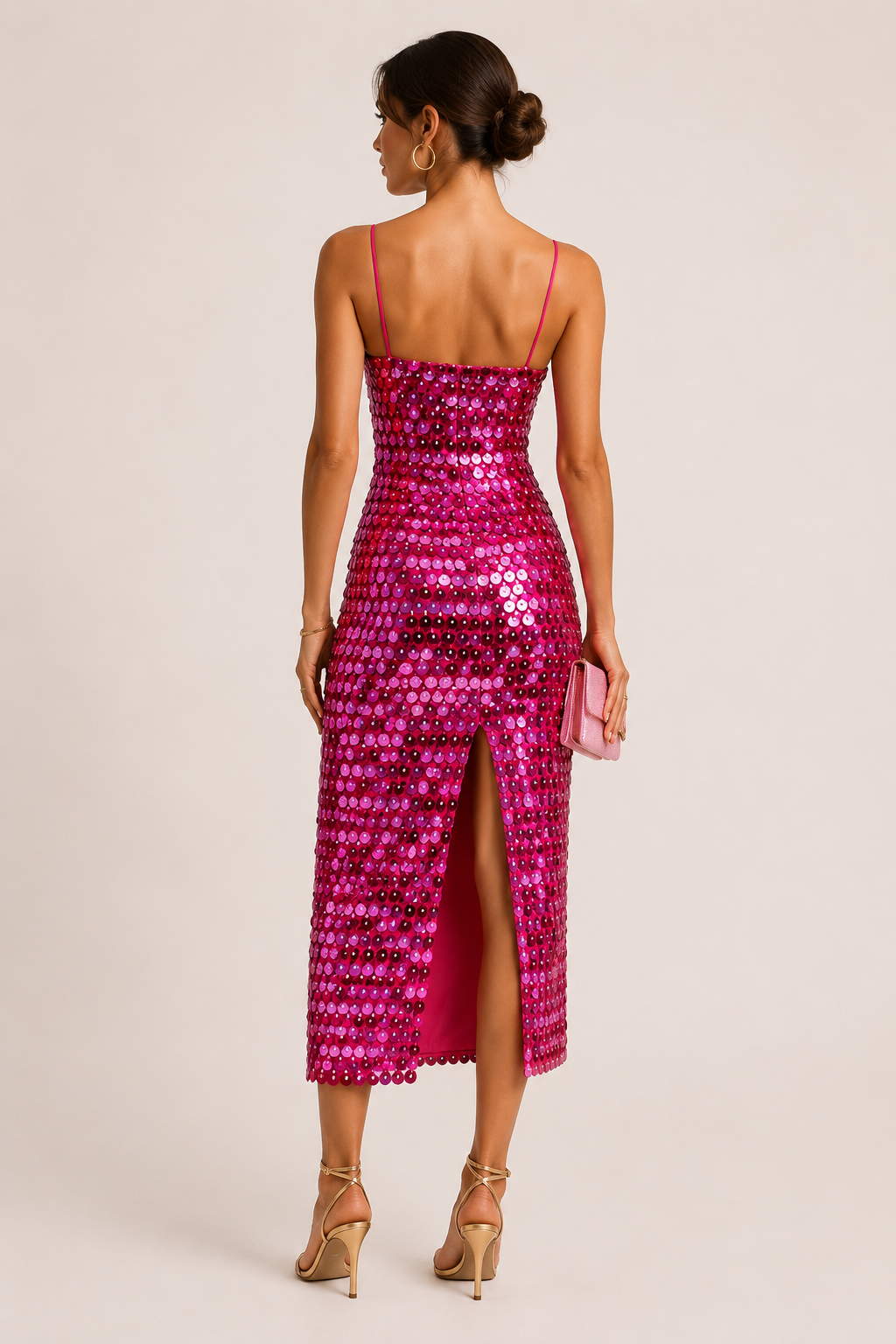 Robe cocktail midi paillettes scintillante soirée - Senta
