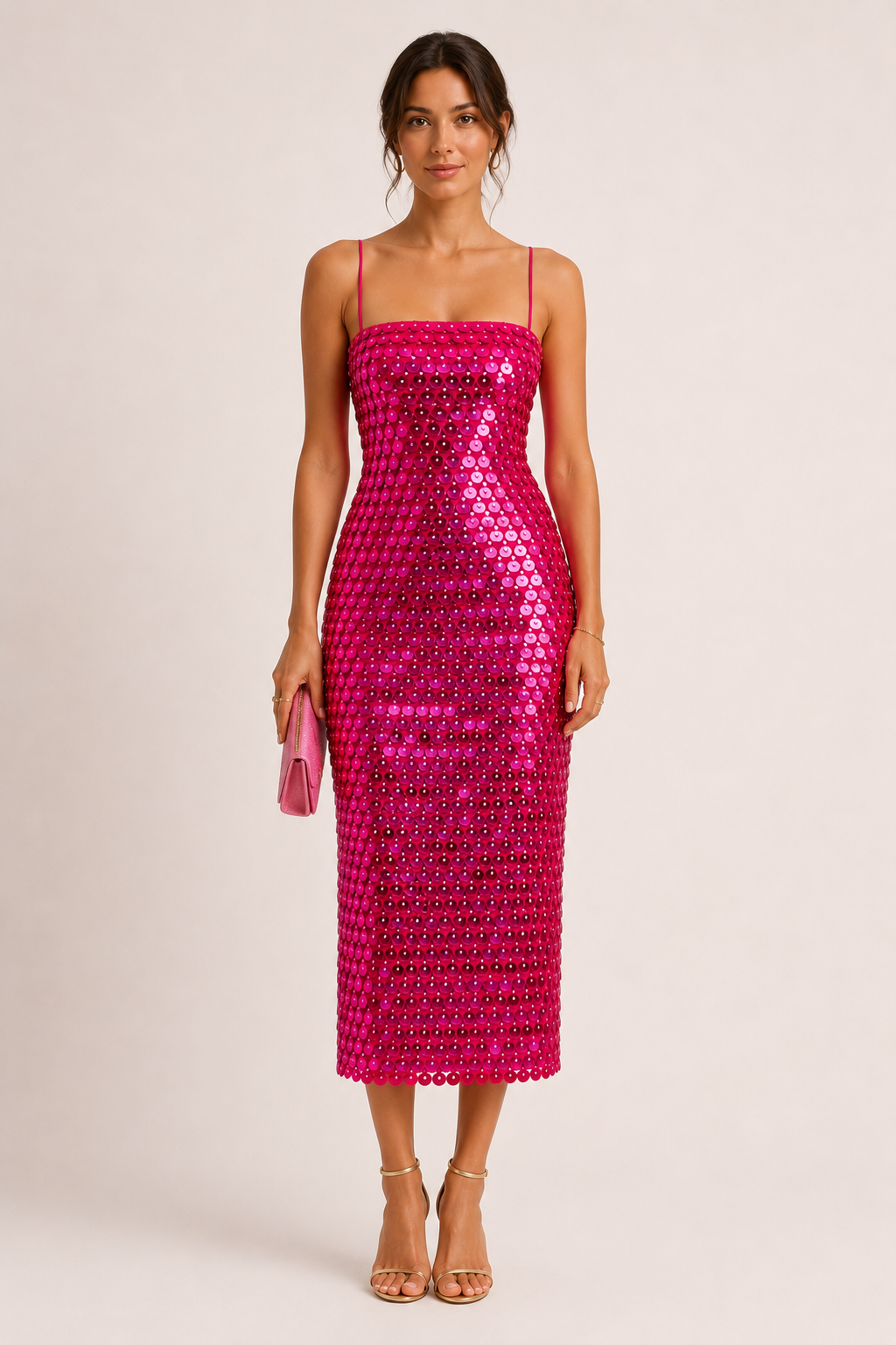 Robe cocktail midi paillettes scintillante soirée - Senta