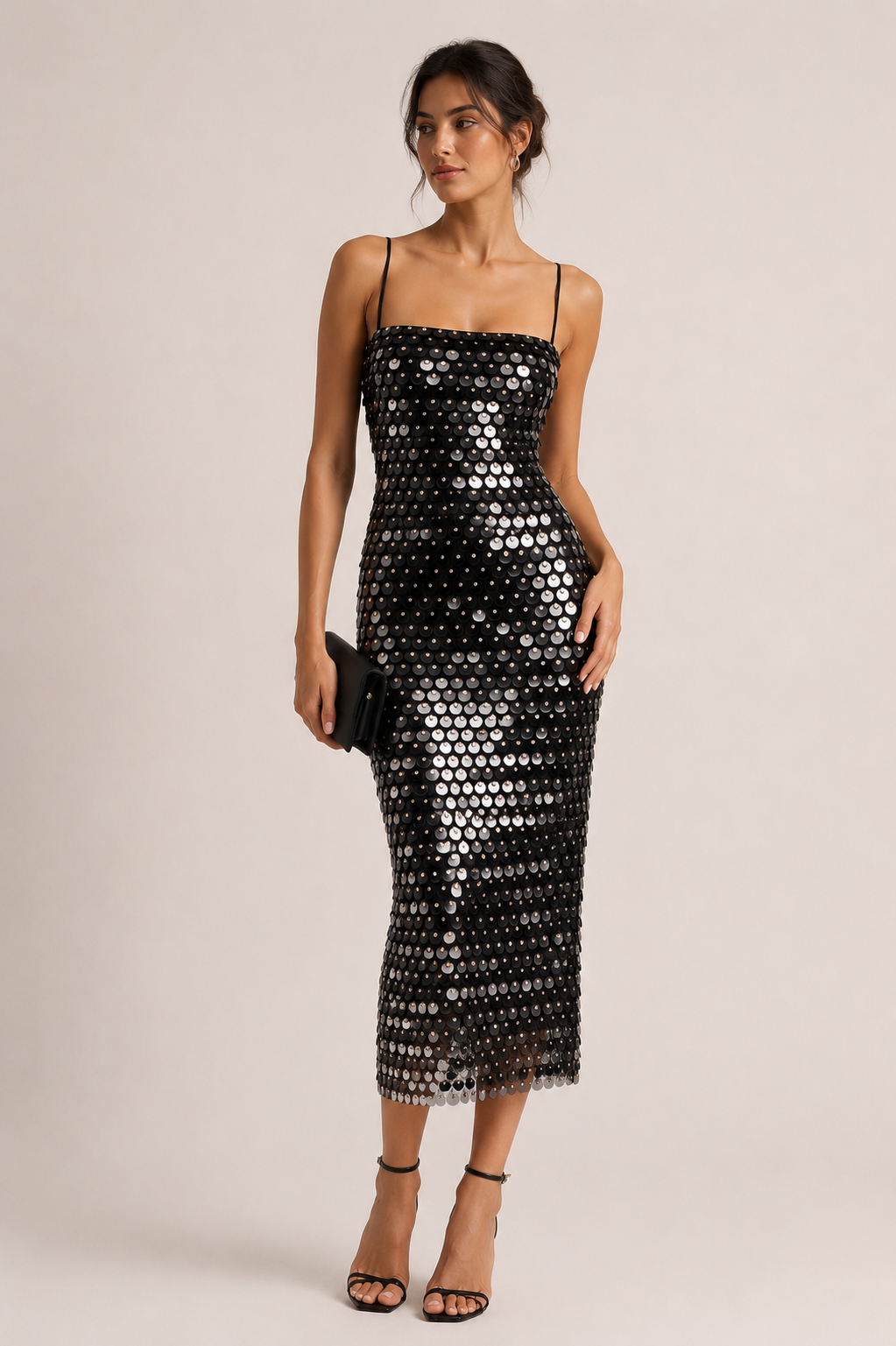 Robe cocktail midi paillettes scintillante soirée - Senta