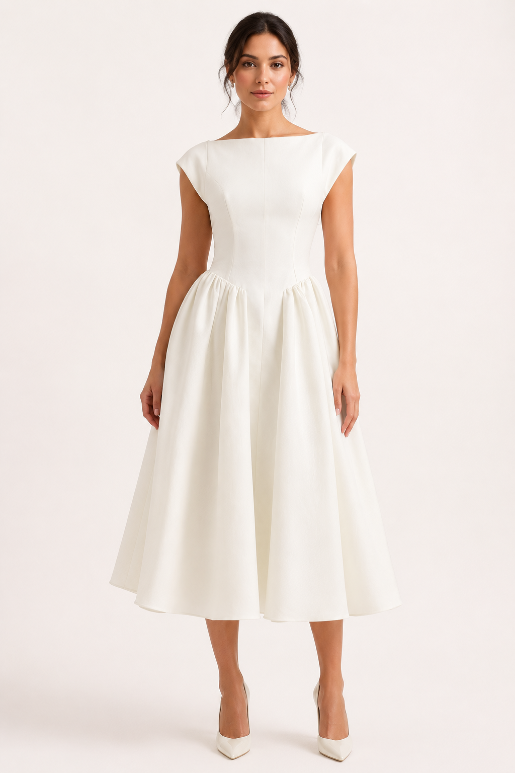 Robe de cocktail midi élégante à jupe ample - Alisa