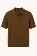 Polo en maille pour homme, manches courtes, col ouvert et col en côtes - Albert
