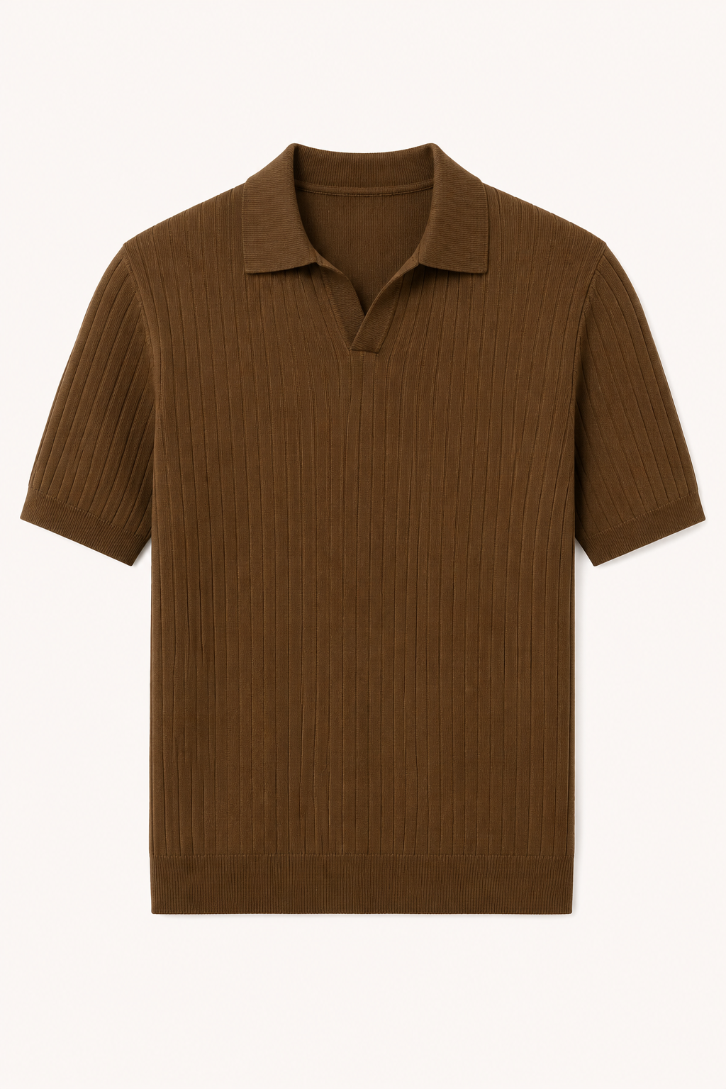 Polo en maille pour homme, manches courtes, col ouvert et col en côtes - Albert