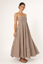 Robe bustier longue à rayures pour femme - Alvera
