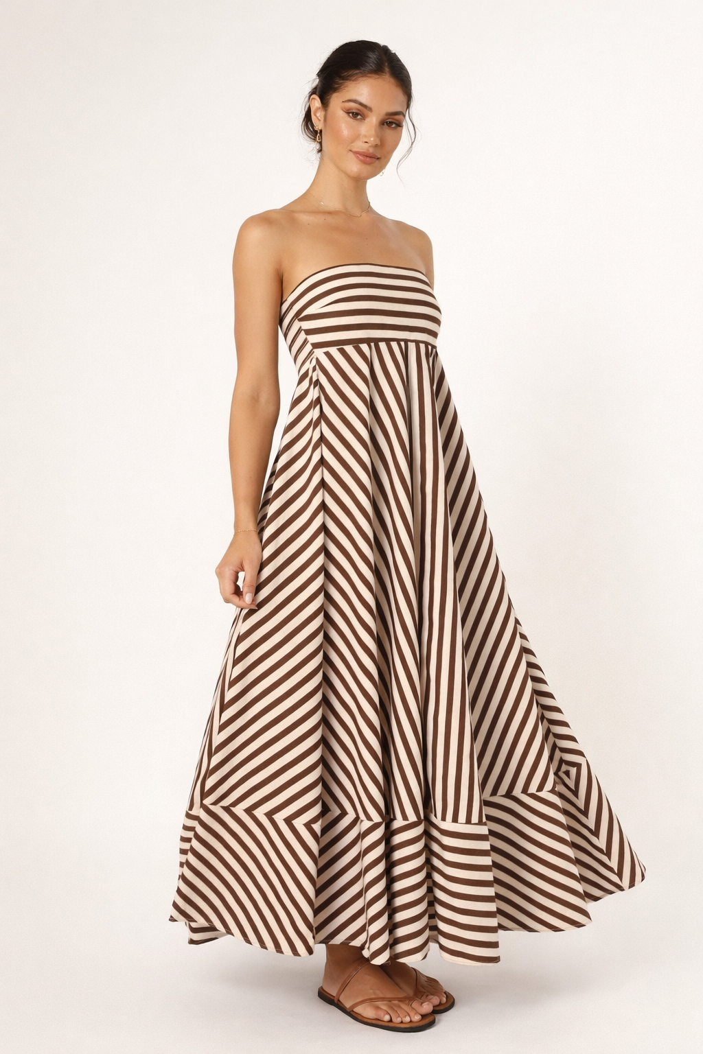 Robe bustier longue à rayures pour femme - Alvera