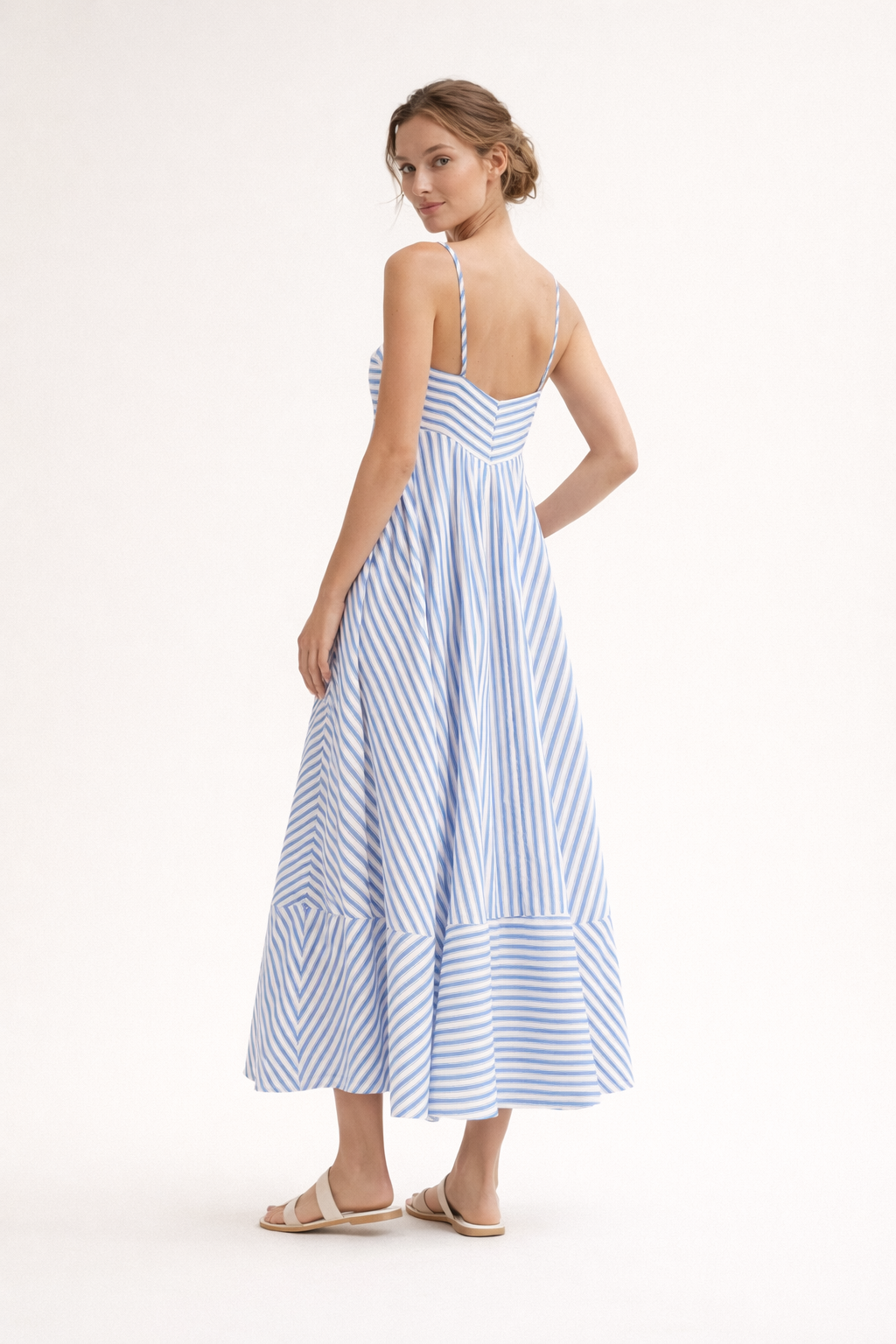 Robe longue rayée à fines bretelles pour femme - Alvera
