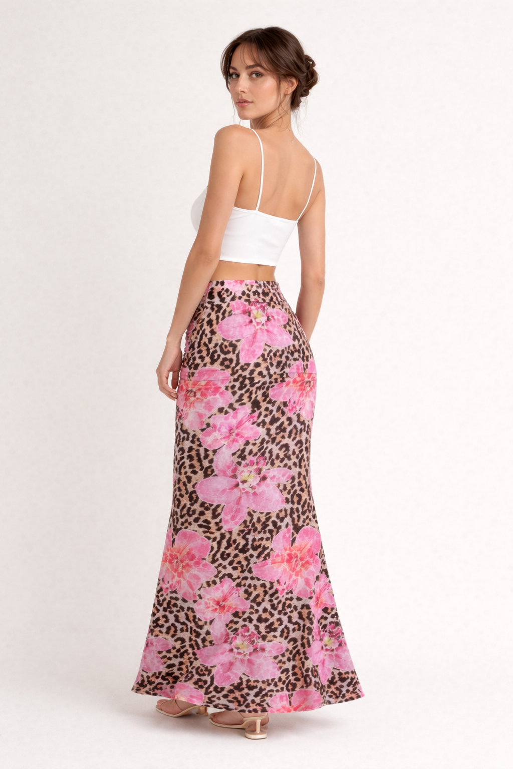 Jupe longue femme à motif floral et animalier - Elira