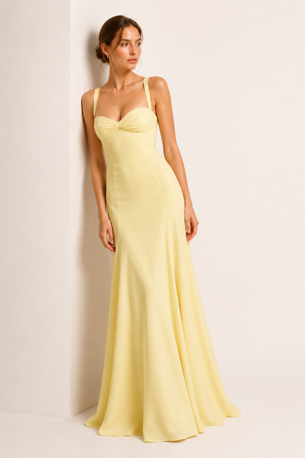 Robe longue pour invitée de mariage, avec décolleté en cœur et jupe évasée - Ingrid
