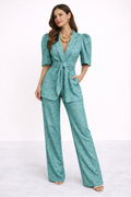 Ensemble in dentelle con manches bouffantes et pantalon fluide - Alondra