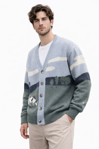 Cardigan en maille pour homme avec fermeture à boutons et motif graphique - Thomas