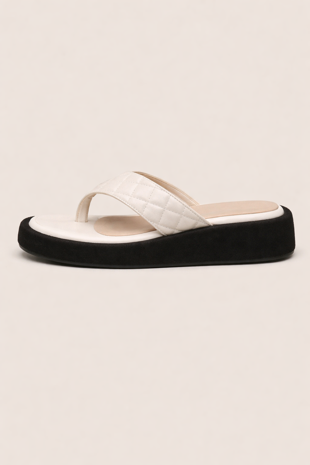 Sandales à tongs en cuir avec semelle épaisse et bride rembourrée pour femme - Adriana