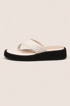 Sandales à tongs en cuir avec semelle épaisse et bride rembourrée pour femme - Adriana