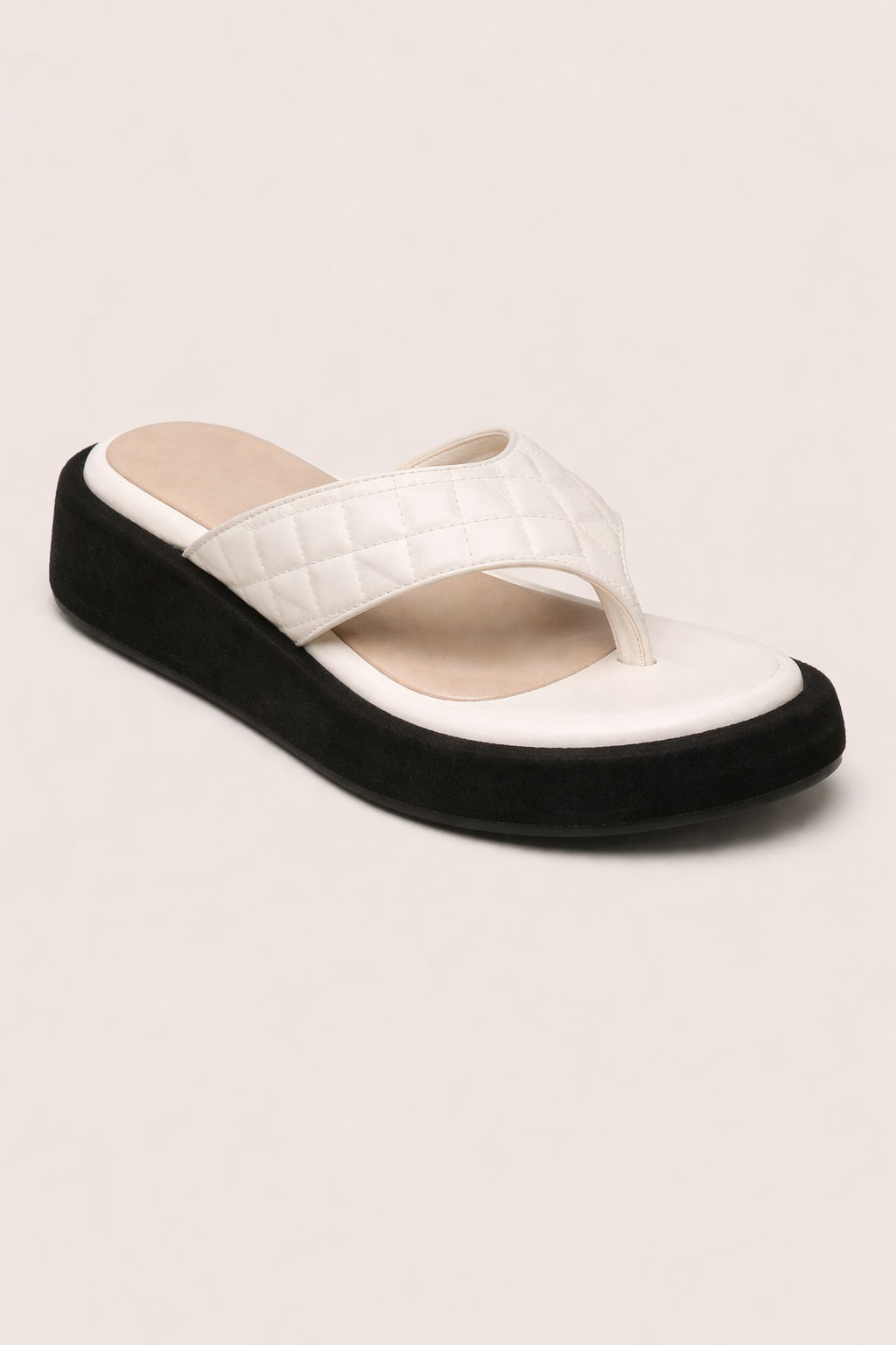 Sandales à tongs en cuir avec semelle épaisse et bride rembourrée pour femme - Adriana