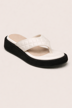 Sandales à tongs en cuir avec semelle épaisse et bride rembourrée pour femme - Adriana