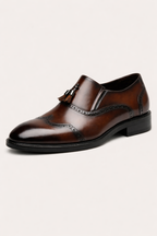 Mocassins in cuir con glands et bord perforé et silhouette formelle pour hommes - Almeric