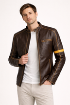Veste motard en cuir vegan à col montant - Kervan