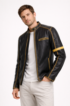 Veste motard en cuir vegan à col montant - Kervan