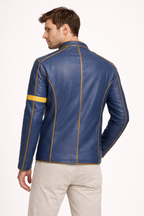 Veste motard en cuir vegan à col montant - Kervan