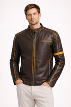 Veste motard en cuir vegan à col montant - Kervan
